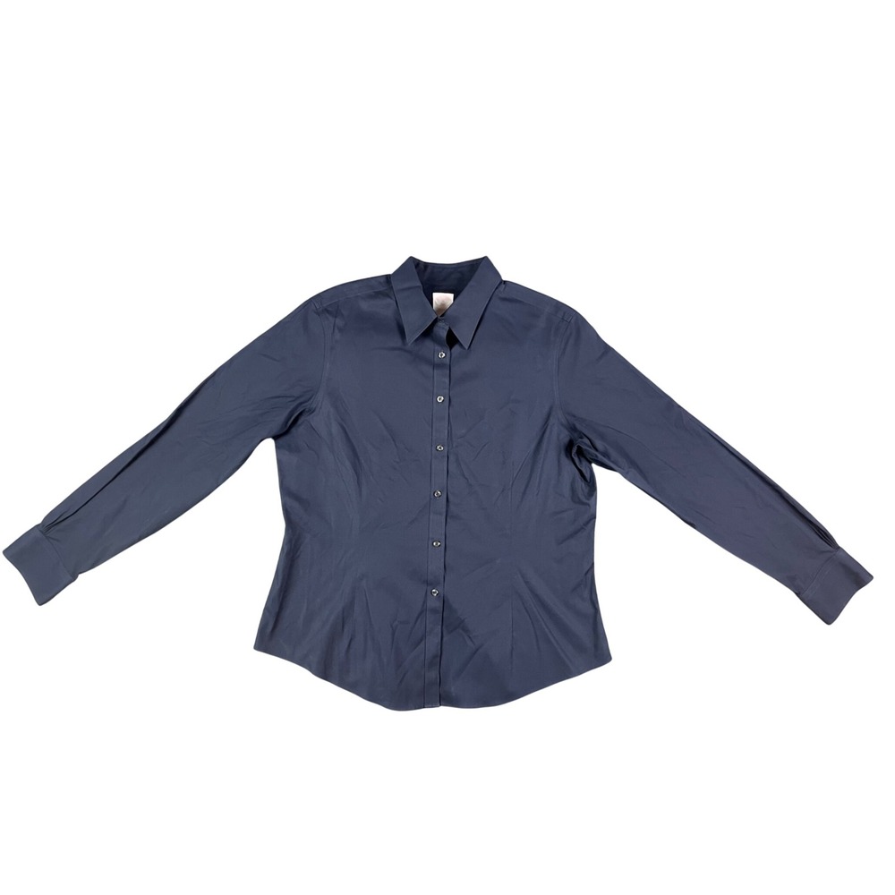 Brooks Brothers 346 Womens 16 Tailored Fit Non-Iron Stretch Shirt Navy Blue